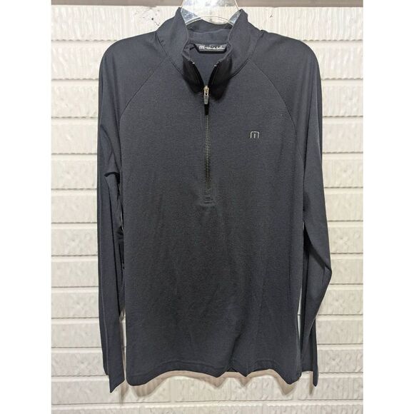 Travis Mathew Men's Blue Solid 1/4 Zip Long-Sleeve Soft Knit Shirt Size M - Picture 1 of 8
